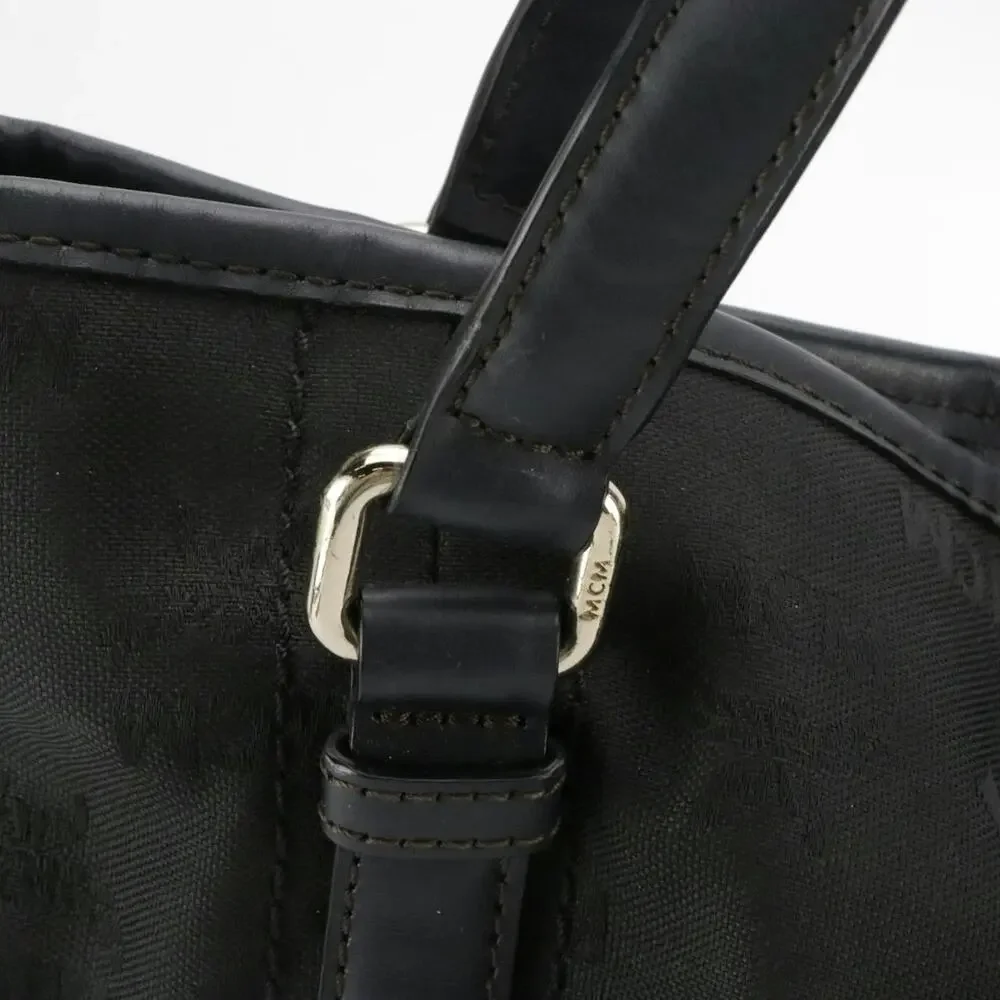 Authenticated MCM Black Hobo Visetos Canvas & Calfskin Leather Purse